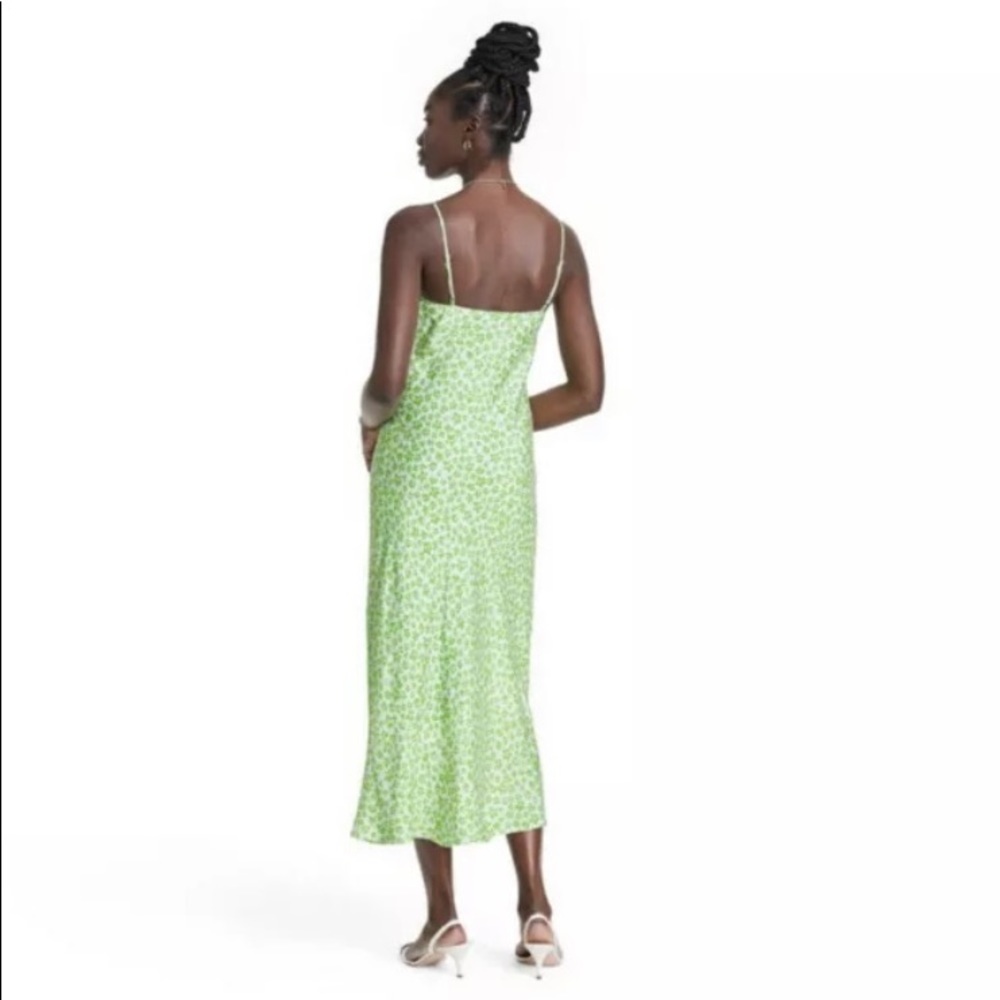 Rixo For Target Slip Dress XXS Sleeveless Ruffle Leopard Print Green White NWT - Picture 2 of 4